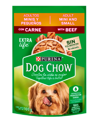 DOG CHOW POUCH ADUL MINI PEQ CARNE X 100 GR