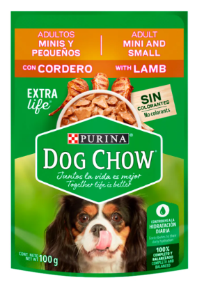 DOG CHOW POUCH CORDERO ADULTO PEQ X 100 GR