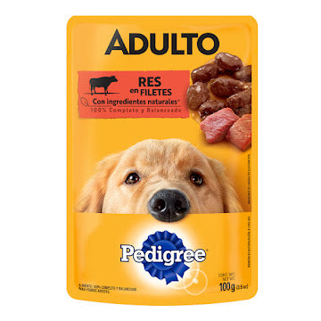 PEDIGREE POUCH ADUL R/Z M-G RES FILETE 100G