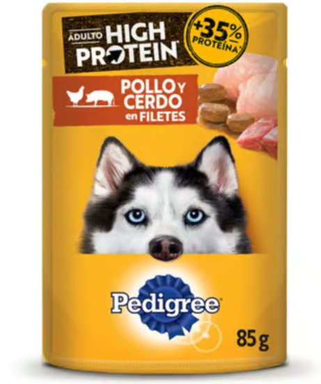 PEDIGREE POUCH HIGH POLLO Y CERDO 85 GR