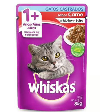 WHISKAS POUCH CASTRADO CARNE X 85GR