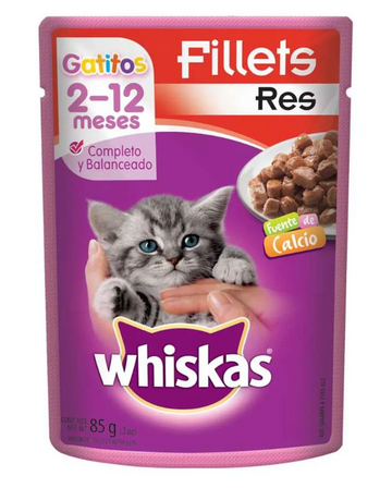 WHISKAS POUCH GATITOS RES X 85 GR