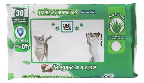 PAÑITOS HUMEDOS PARA MASCOTA X 30 UNI