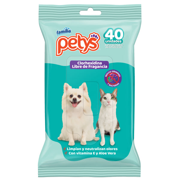PAÑITOS HUMEDOS PETYS CLORHEXIDINA 12 X 40