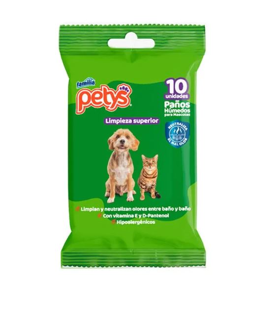 PAÑITOS HUMEDOS PETYS LIMPIEZA SUPERIOR 10 UNI