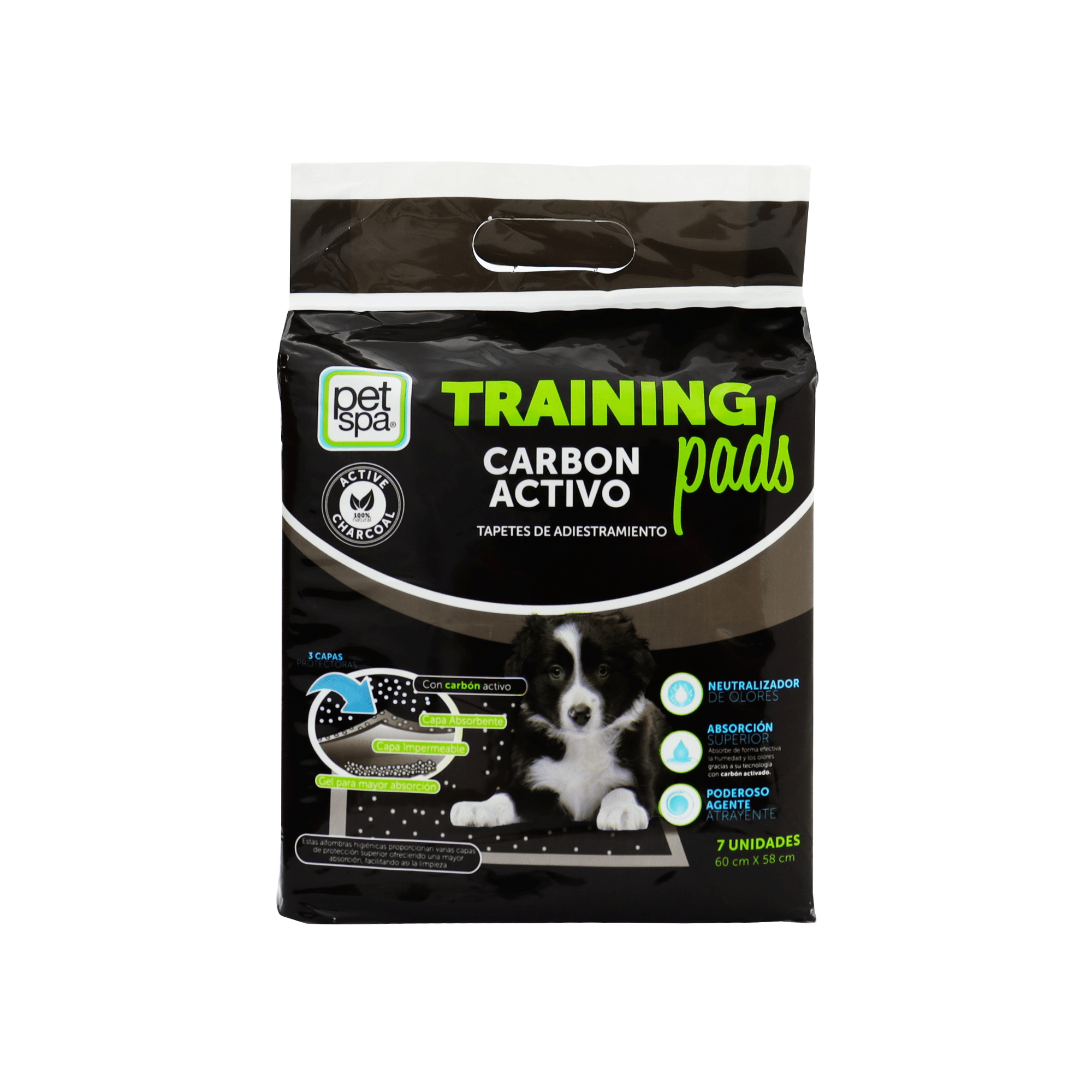 TAPETES HIGIENICOS CARBON ACTIVO X 7 UN