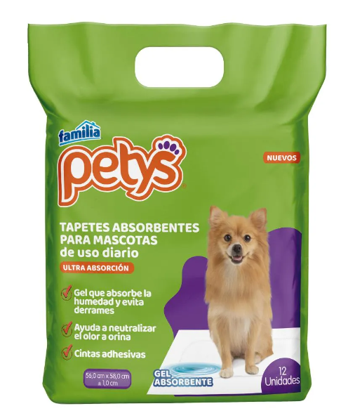 TAPETE PETYS MEDIANO ULTRA ABSORCIO 12 UND (56 CM X 58 CM)