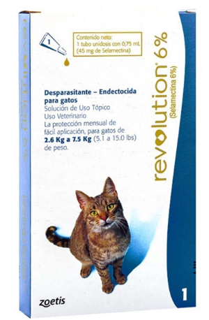 REVOLUTION GATO 6% X 0.75 ML (AZUL) 2.6 A 7.5 KG REF 401010