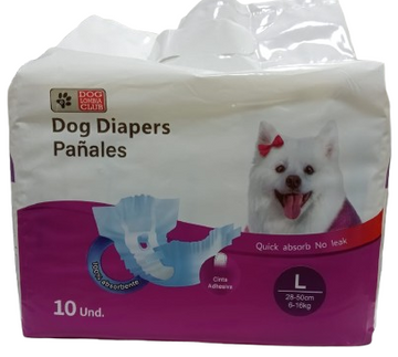 PAÑAL PARA MASCOTAS BOLSA X 10UND TALLA L REF CM-HIT-20L