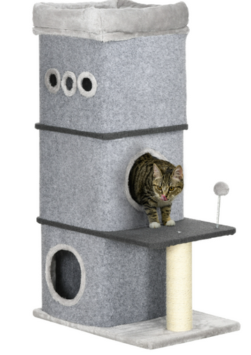 GIMNASIO PARA GATOS GRANDE GRIS DE TRES PISOS