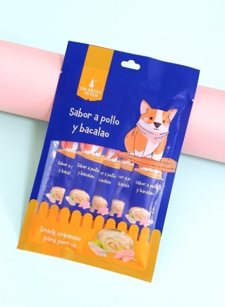 SNACK CREMOSO PERRO X5 UND POLLO/BACALAO 75G