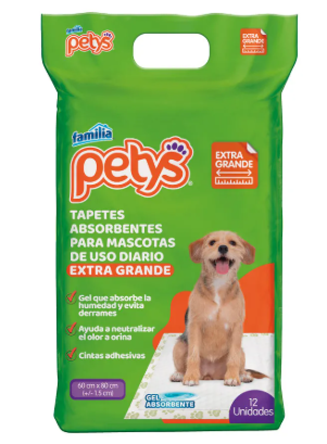 TAPETE ABSORB PETYS EXTRA GRANDE PQTE 12 UND