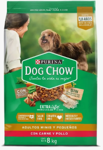 DOG CHOW ADUL R/P S/C AMARILLO 8 KILOS
