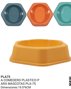 COMEDERO PLASTICO PARA MASCOTAS REF PLA- 75