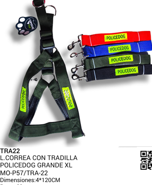 CORREA CON TRADILLA POLICEDOG GRANDE T.XL REF MO-57/TRA-22