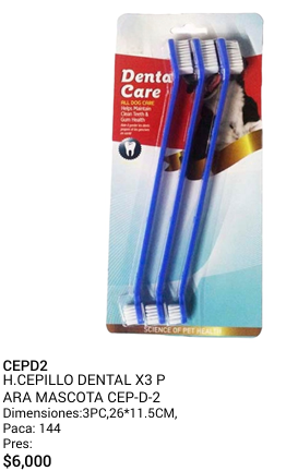 CEPILLO DENTAL X3 PARA MASCOTAS REF CEP-D-2