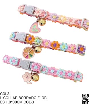 COLLAR BORDADO FLORES 1.0 X 30 CM REF COL-3