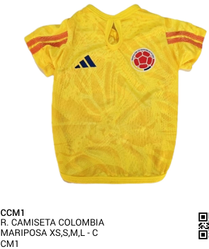 ROPA CAMISETA COLOMBIA MARIPOSA XS-S-M-L REF CCM1